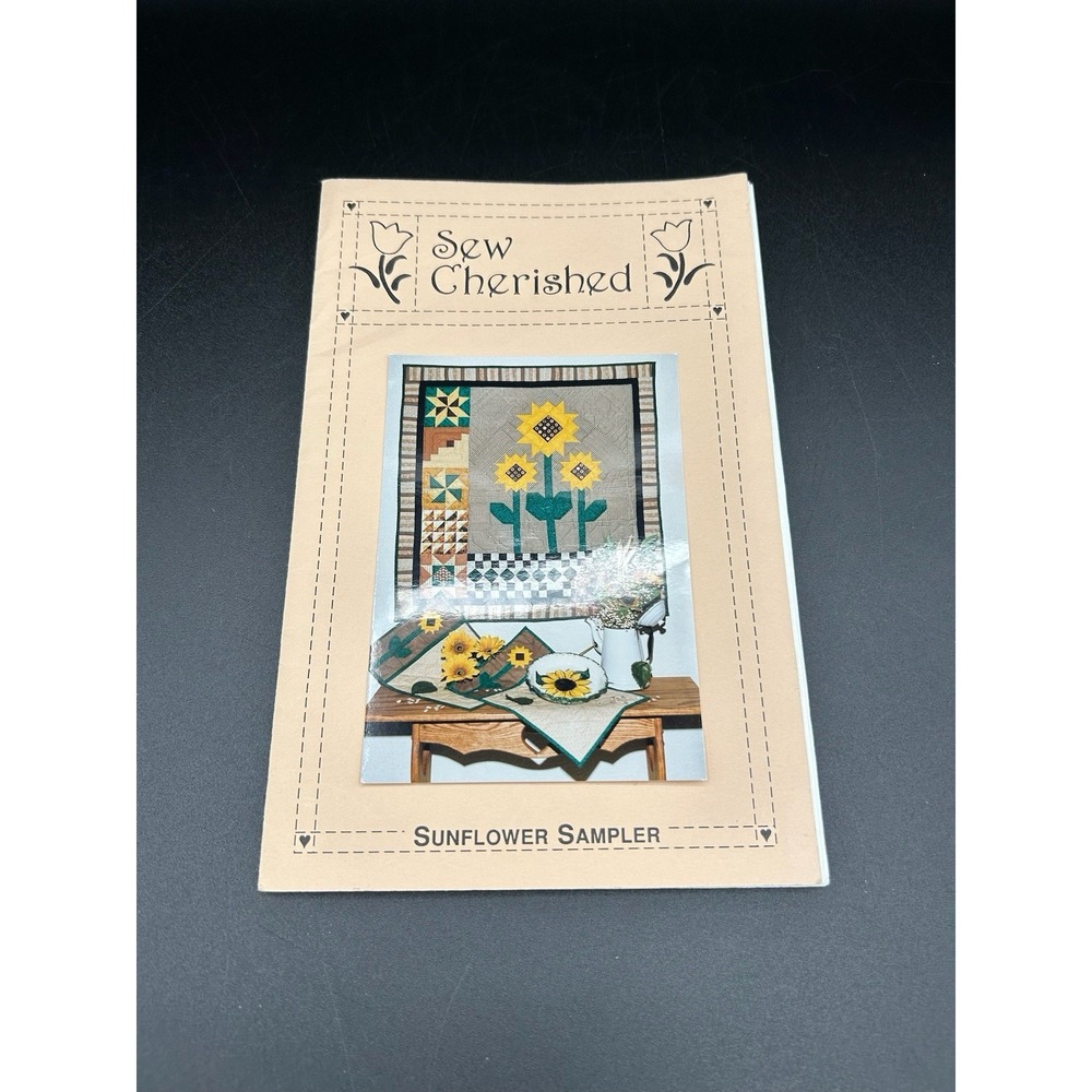 VTG Sunflower Sampler Wall Quilt & Placemats Pattern Primitive Folk Art